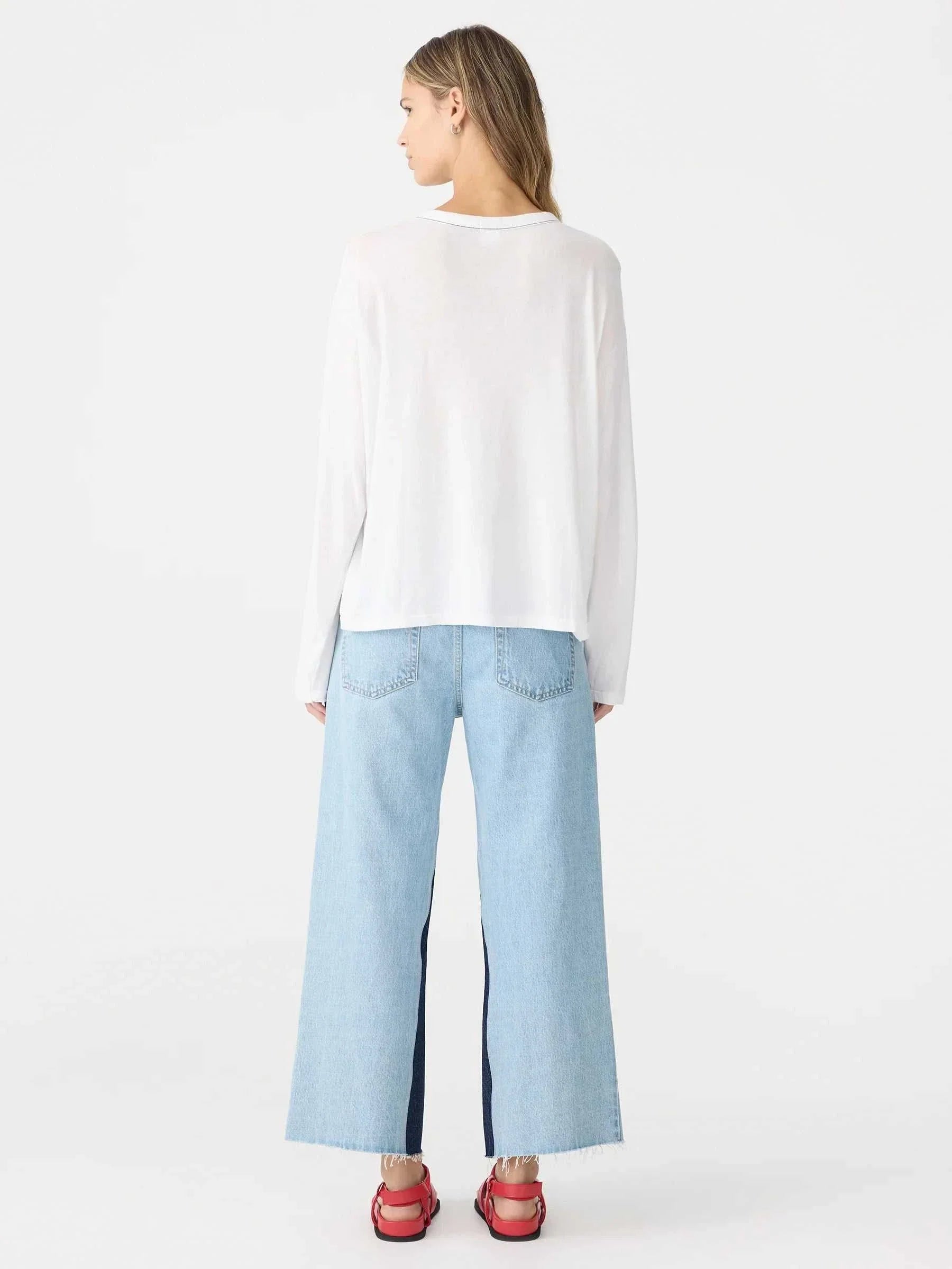 Bassike Slouch Superfine Long Sleeve T Shirt White