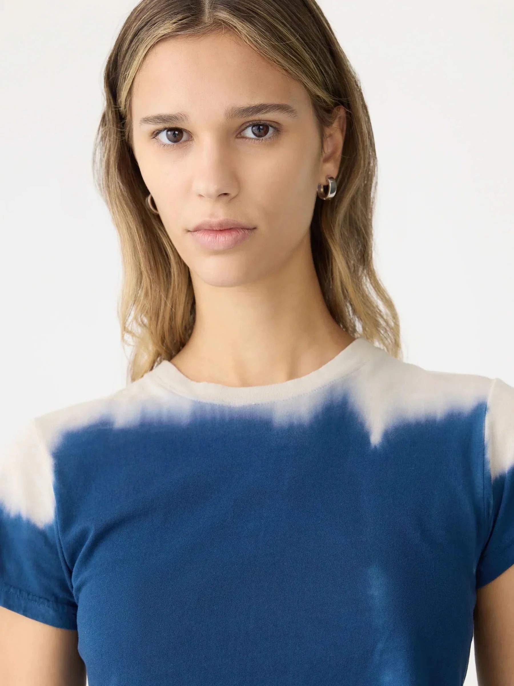 Bassike Washed Ink Dye Raw Edge Baby T Shirt Stone Ink