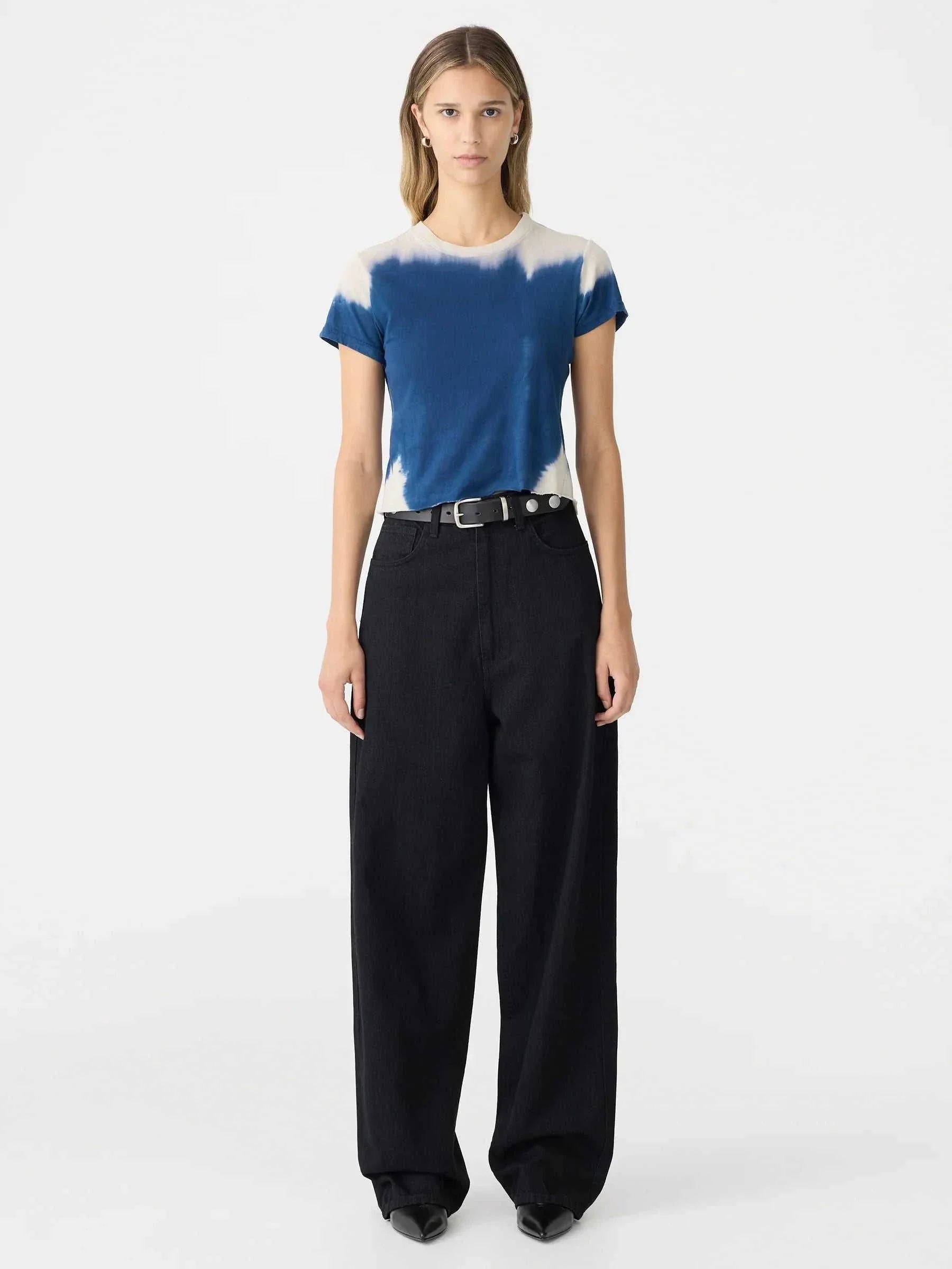 Bassike Washed Ink Dye Raw Edge Baby T Shirt Stone Ink