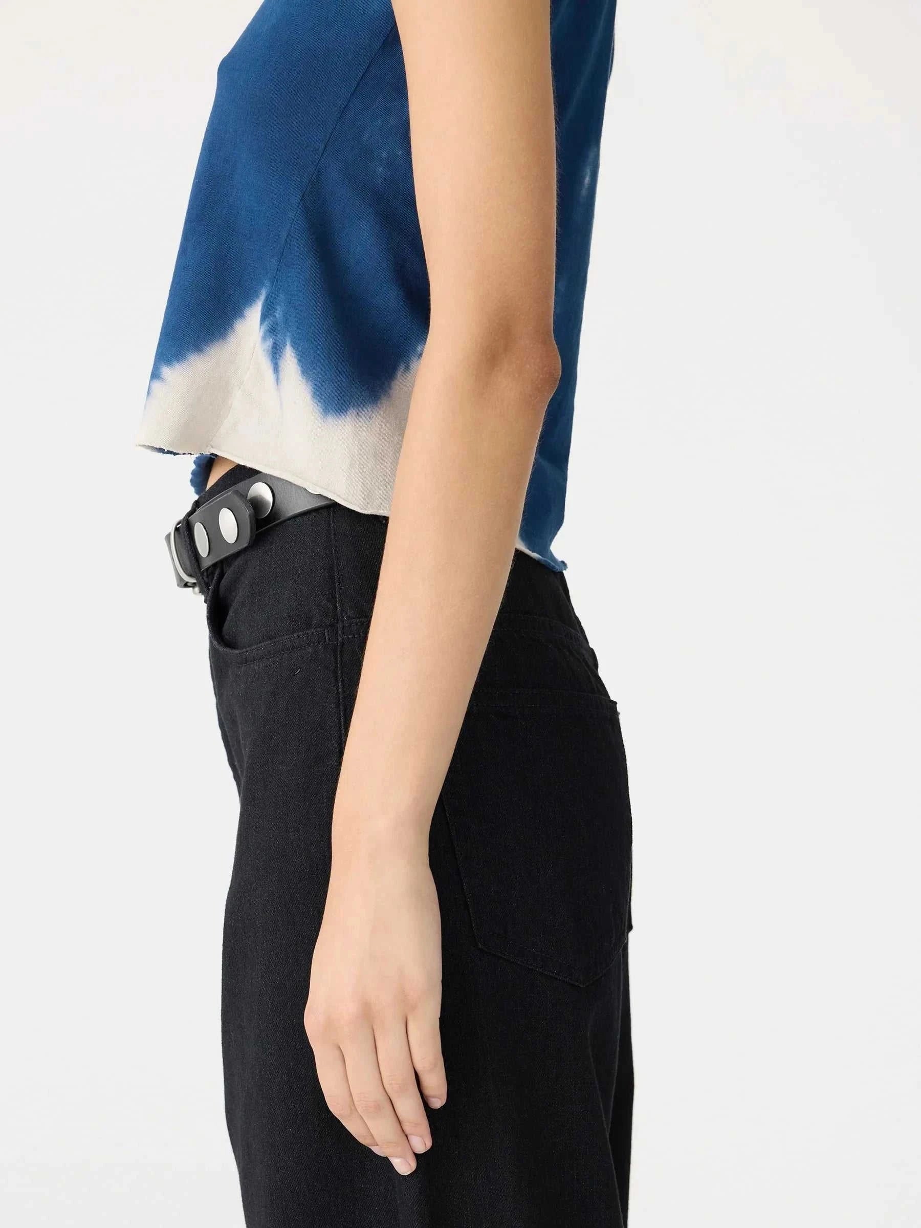 Bassike Washed Ink Dye Raw Edge Baby T Shirt Stone Ink