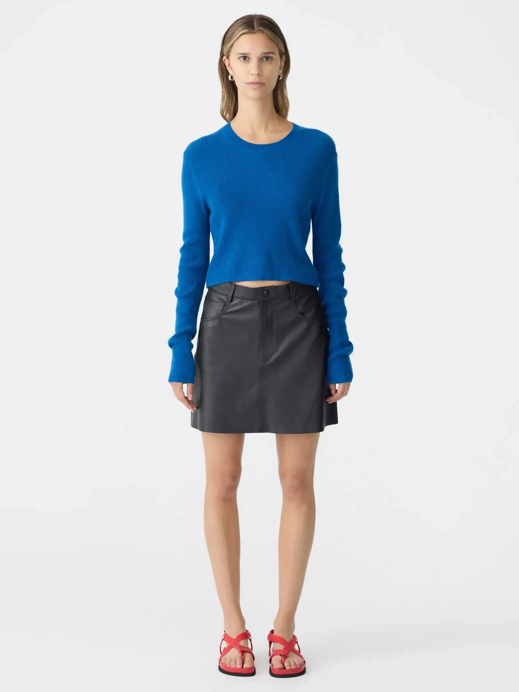 Bassike Superfine Cropped Knit Cobalt Blue