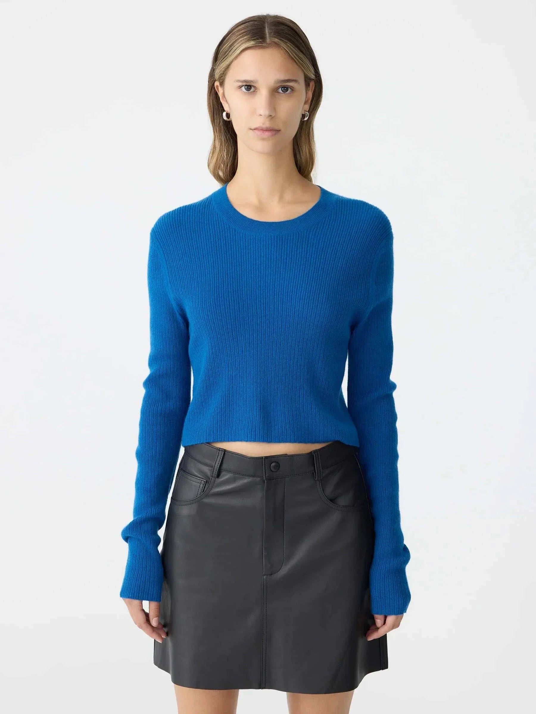 Bassike Superfine Cropped Knit Cobalt Blue