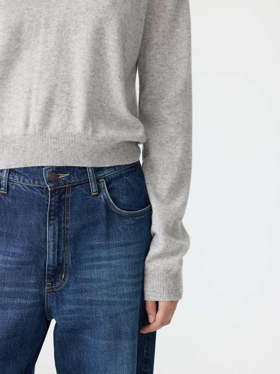 Bassike Wool Cashmere V Neck Knit Grey Marl