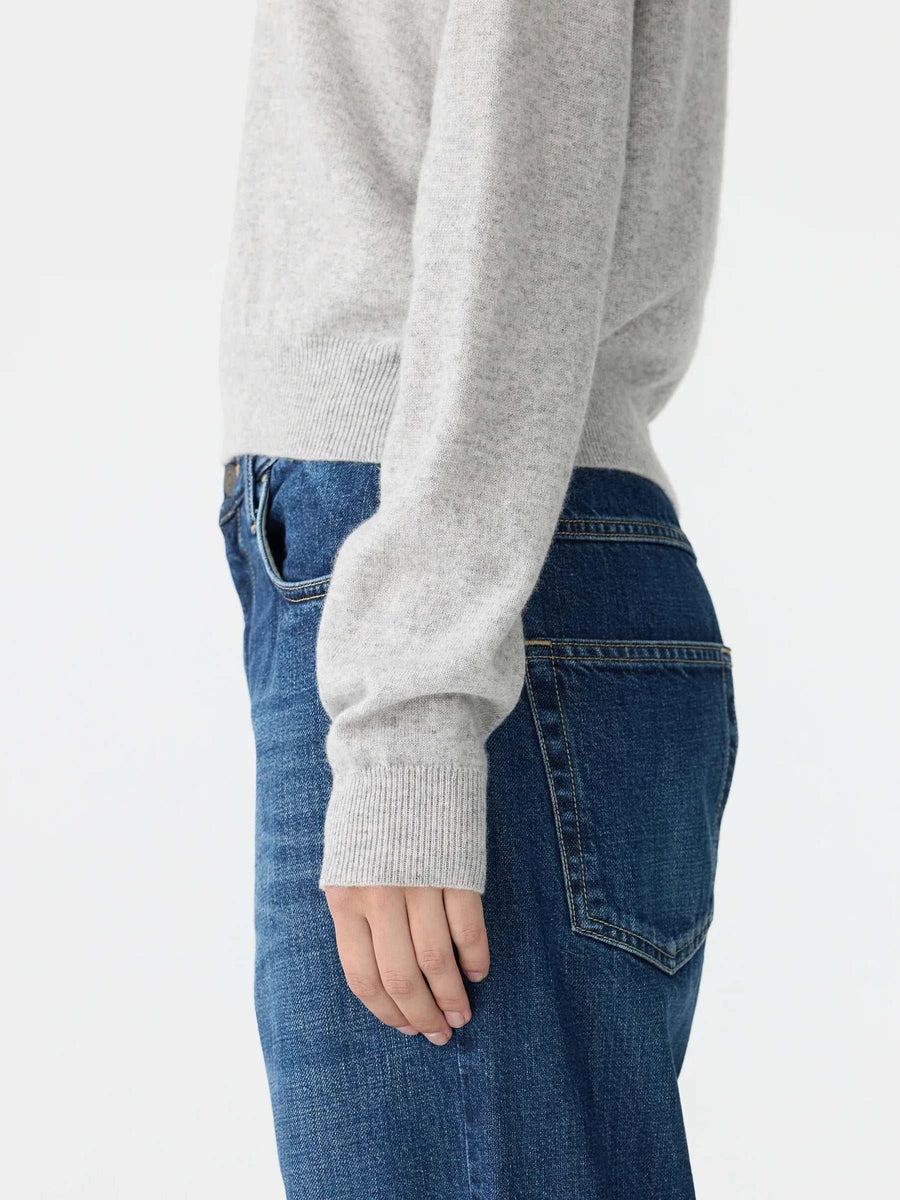 Bassike Wool Cashmere V Neck Knit Grey Marl