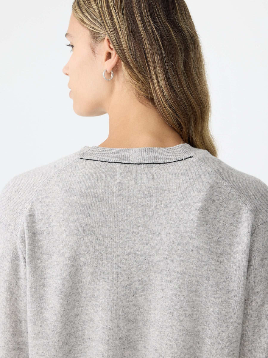 Bassike Wool Cashmere V Neck Knit Grey Marl