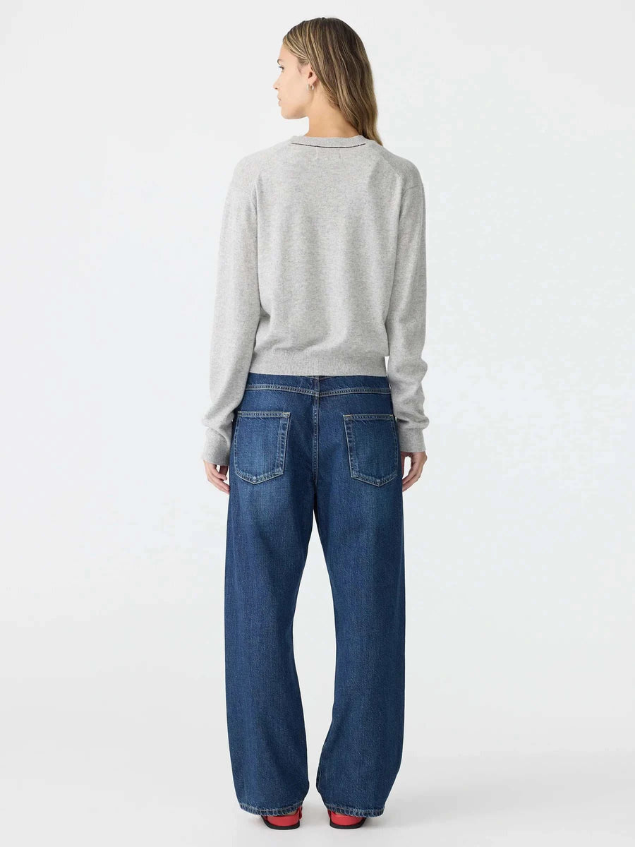 Bassike Wool Cashmere V Neck Knit Grey Marl