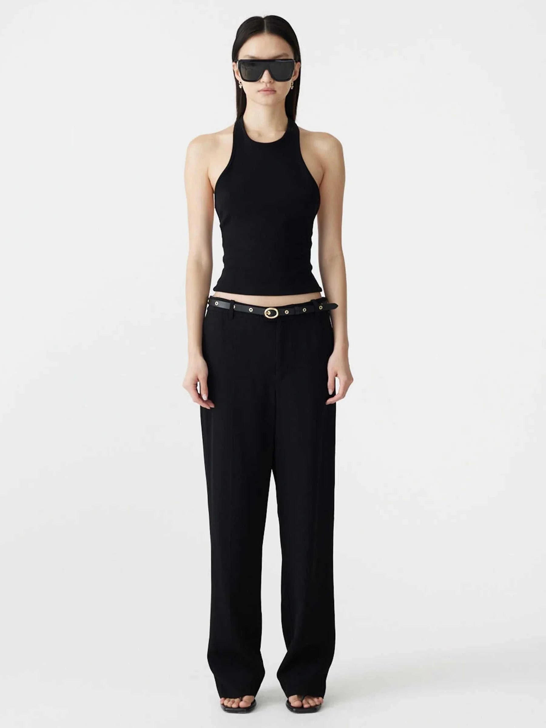 Bassike T Back Racer Tank Black