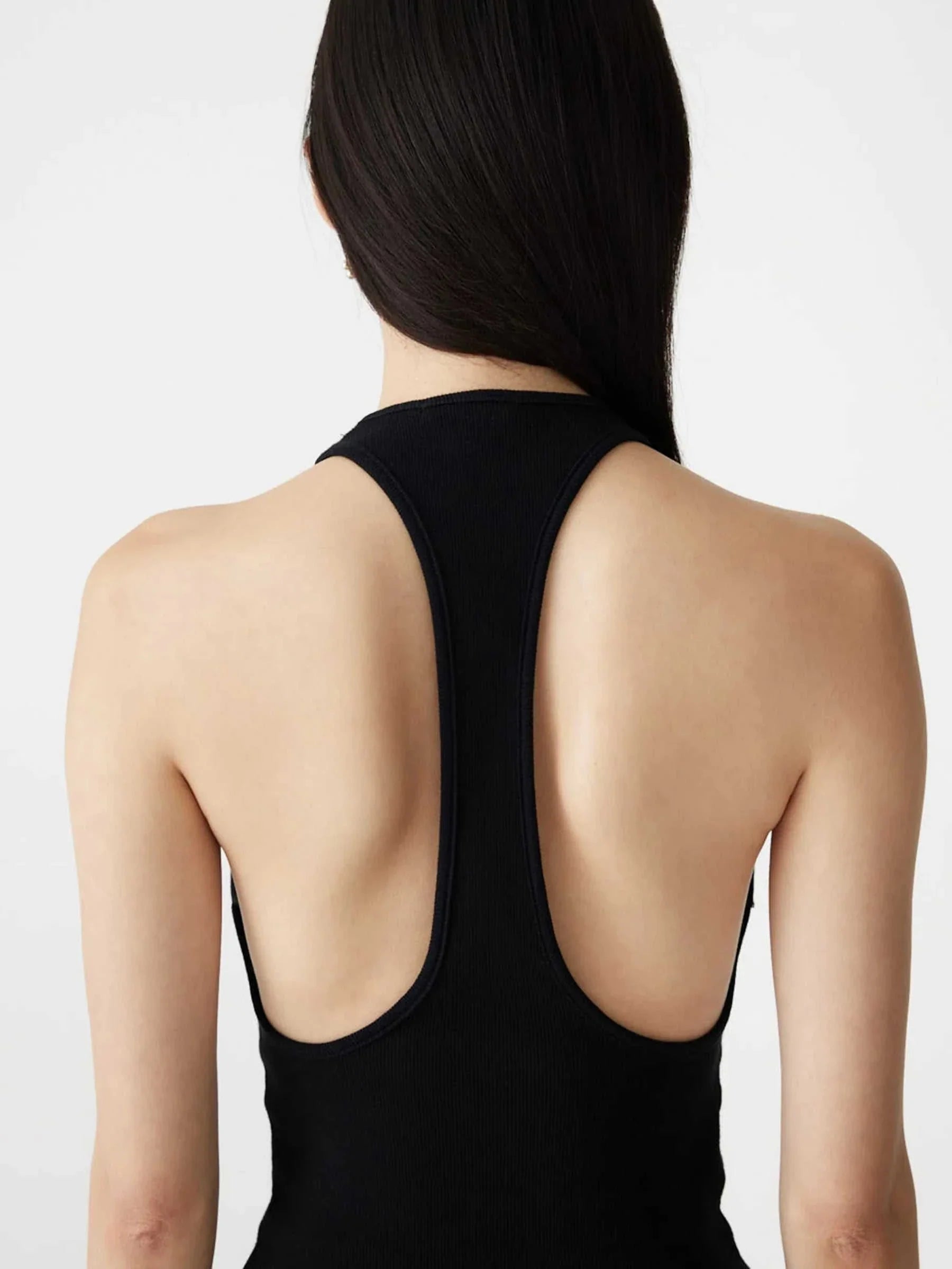 Bassike T Back Racer Tank Black