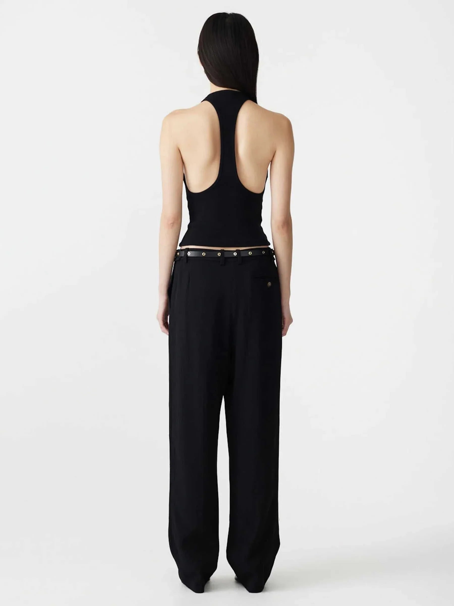 Bassike T Back Racer Tank Black