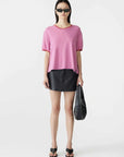 Bassike Layered Neck T Shirt Boysenberry Htg Red