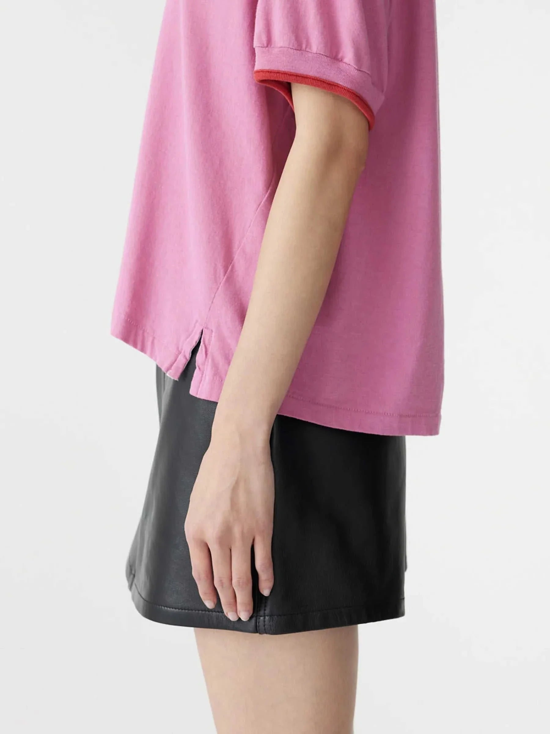 Bassike Layered Neck T Shirt Boysenberry Htg Red
