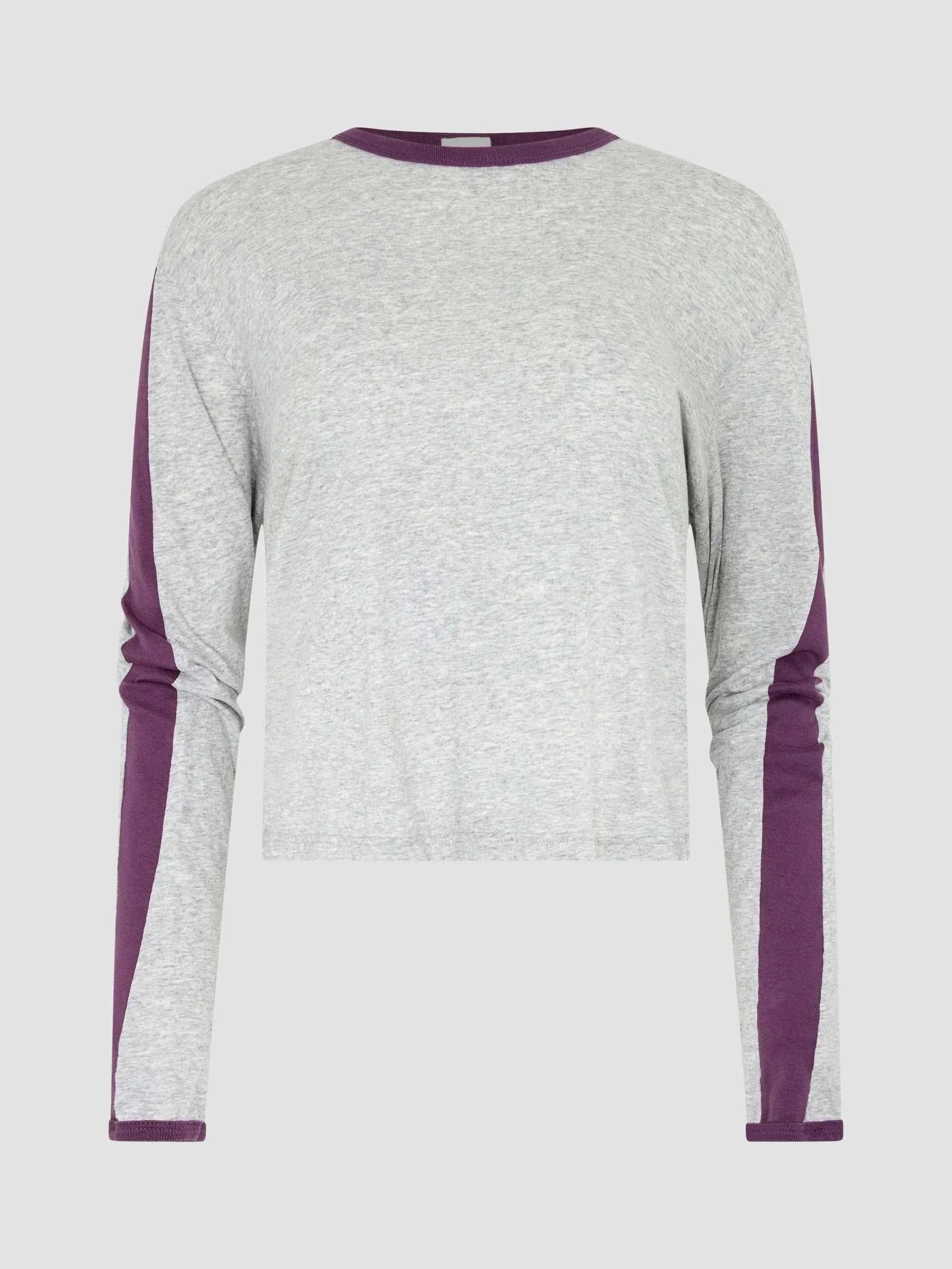 Bassike Racer Sleeve Long Shirt Grey Marl Aubergine