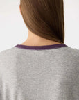 Bassike Racer Sleeve Long Shirt Grey Marl Aubergine