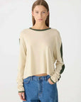 Bassike Racer Long Sleeve Shirt Soft Ecru Khaki