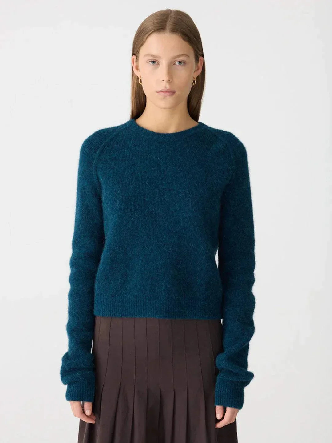 Bassike Raglan Detail Knit Teal
