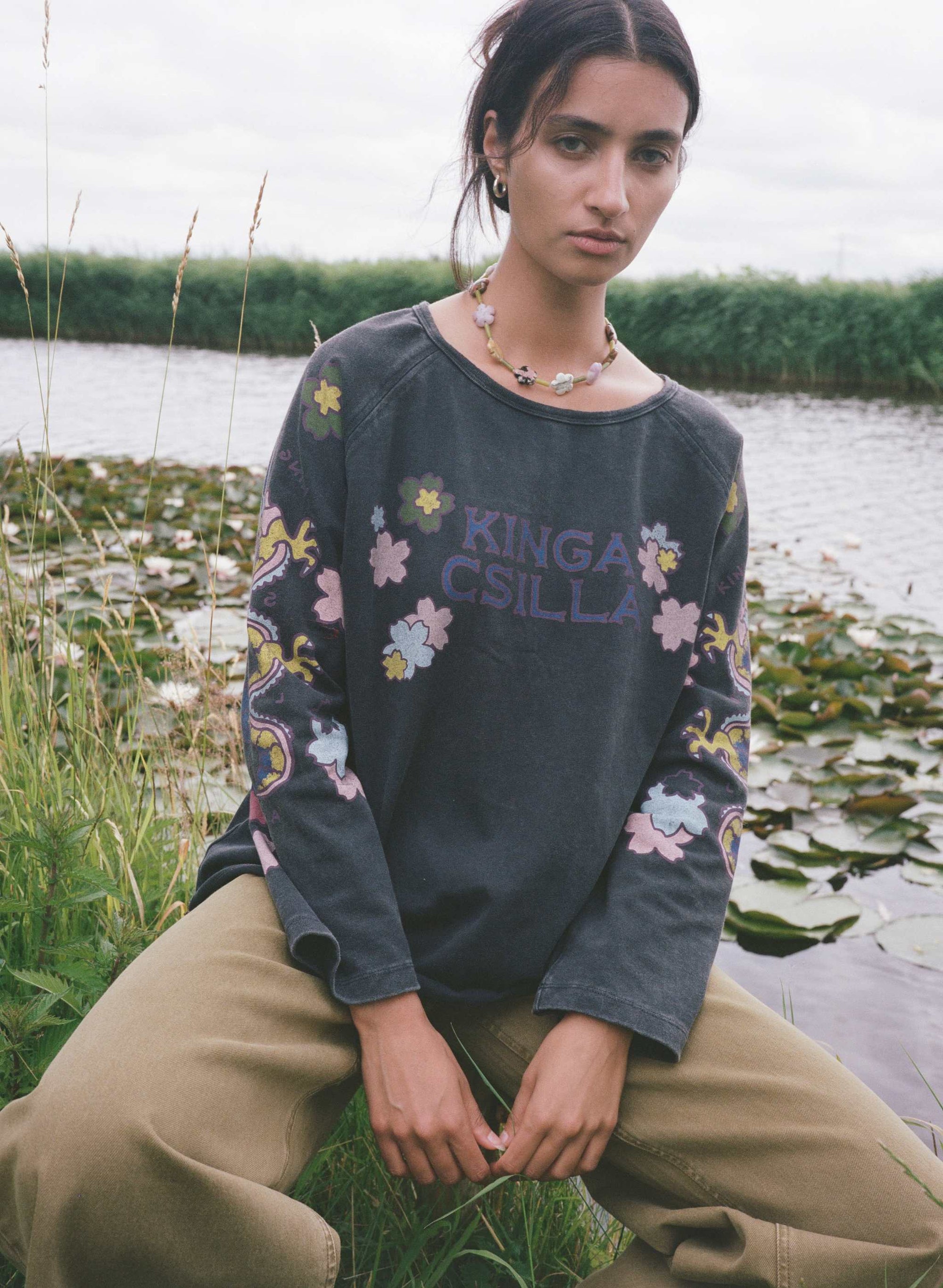 Kinga Csilla Petalo Sadie Long Sleeve Tee Black