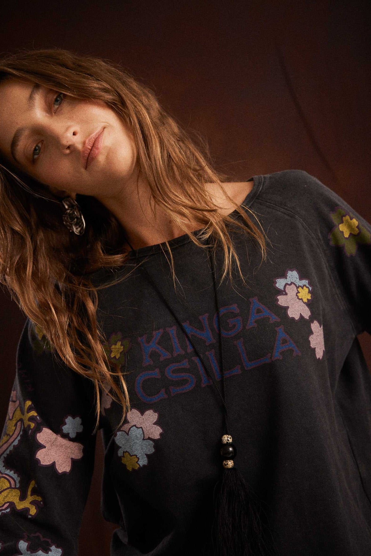 Kinga Csilla Petalo Sadie Long Sleeve Tee Black