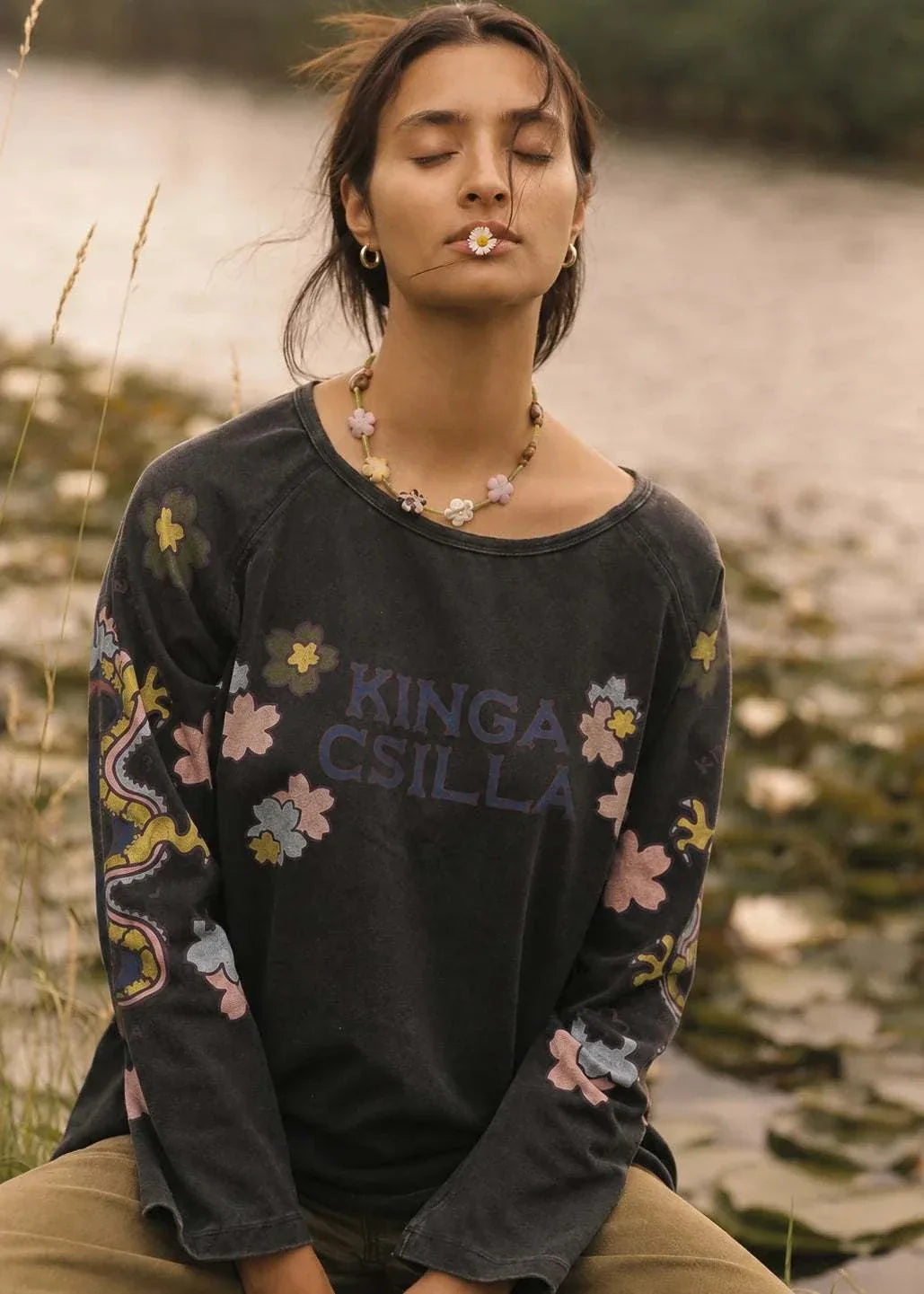 Kinga Csilla Petalo Sadie Long Sleeve Tee Black