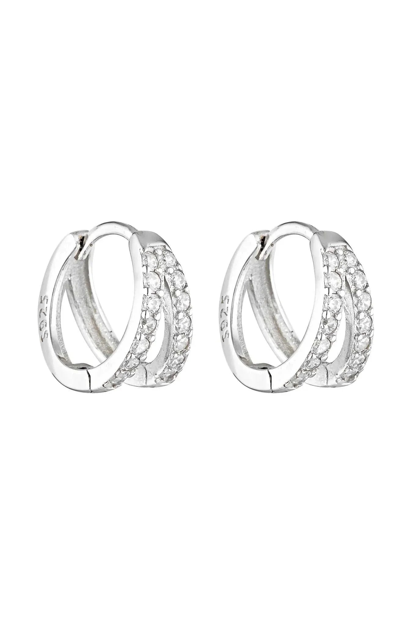 Porter Double Angel Huggies Sterling Silver/Clear