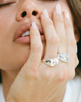 Porter Heritage Signet Ring White Gold Clear