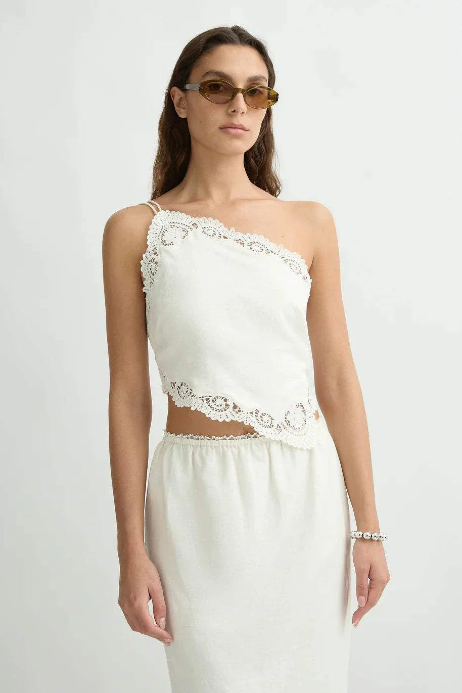 Posse Darya One Shoulder Top Cream