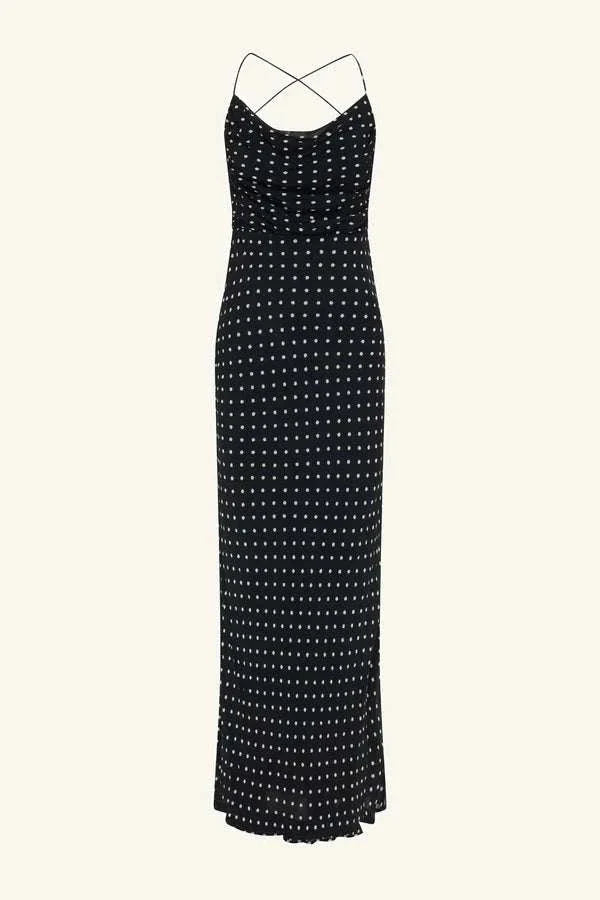 Shona Joy Houston Lace Back Maxi Dress Noir Polka
