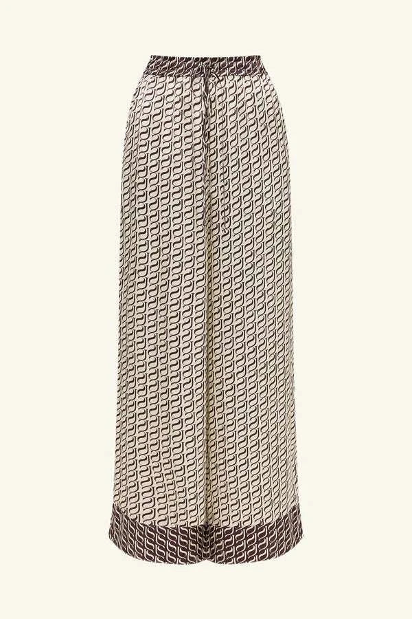 Shona Joy Monogram Silk Contrast Pant Espresso