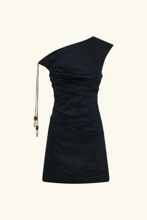 Shona Joy Kasbah Draped Mini Dress Black