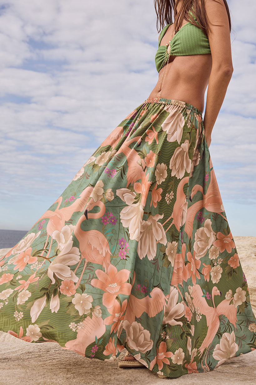 Spell Floridian Maxi Skirt Sage