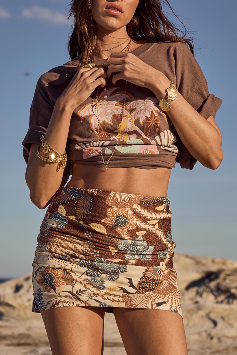 Spell Volcano Goddess Mini Skirt Coconut