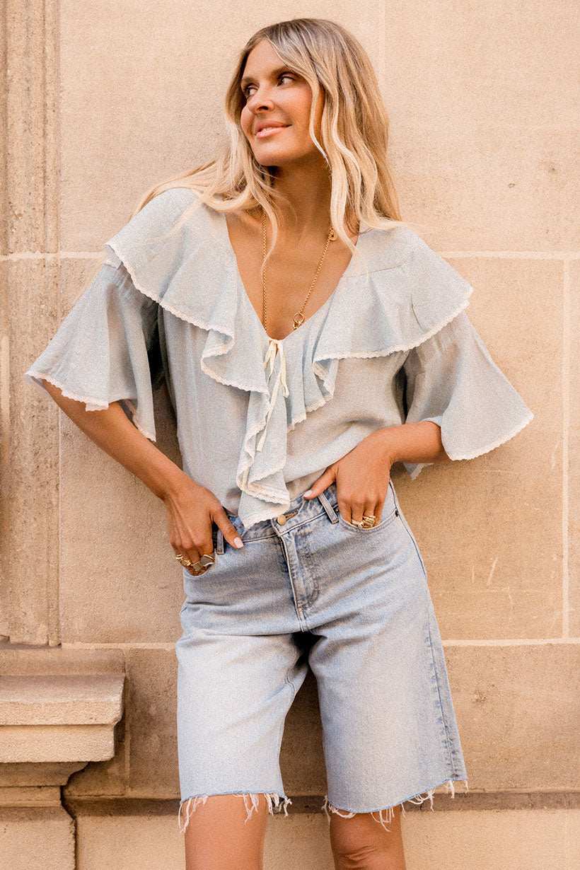 Spell Bluebird Ruffle Blouse Vintage Blue