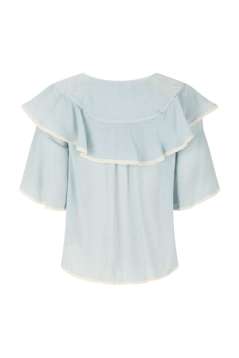 Spell Bluebird Ruffle Blouse Vintage Blue