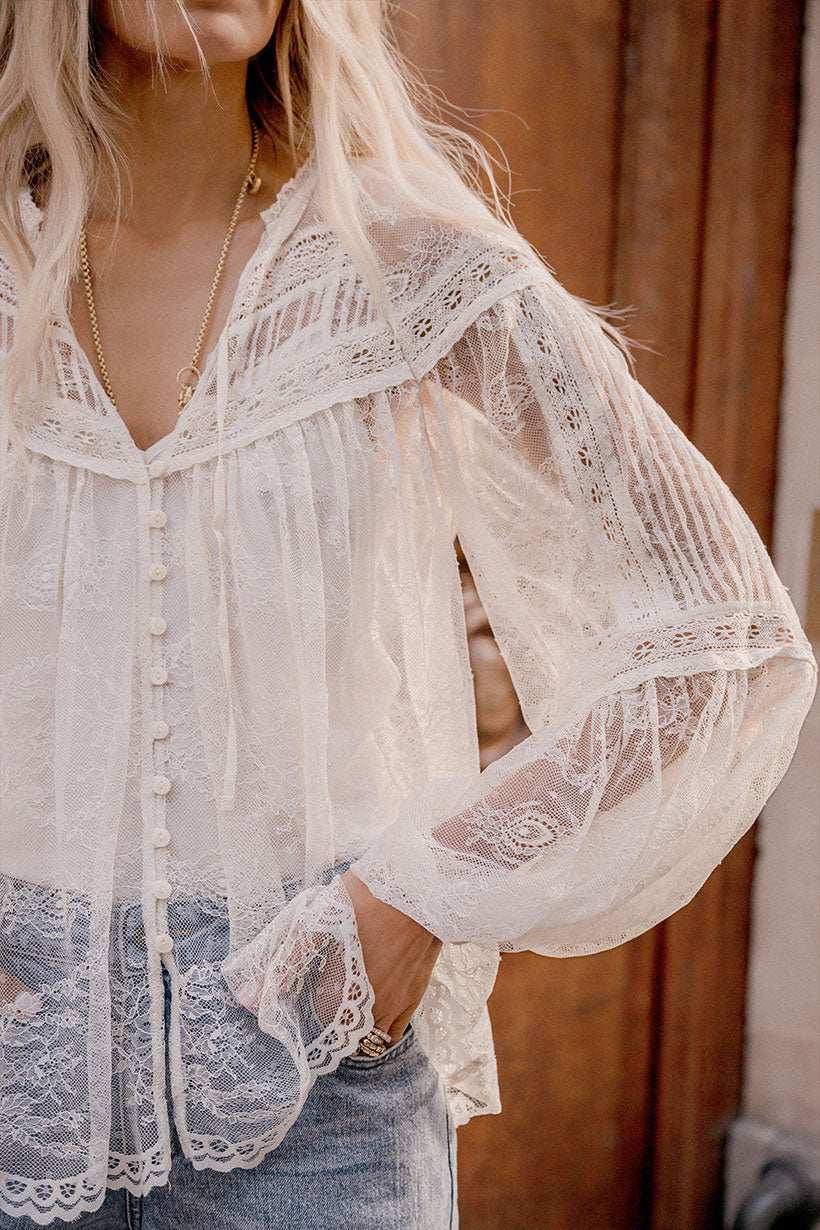 Spell Teodora Blouse Sea Salt