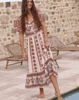 Spell Petalwood Short Sleeve Maxi Dress Dusty Rose