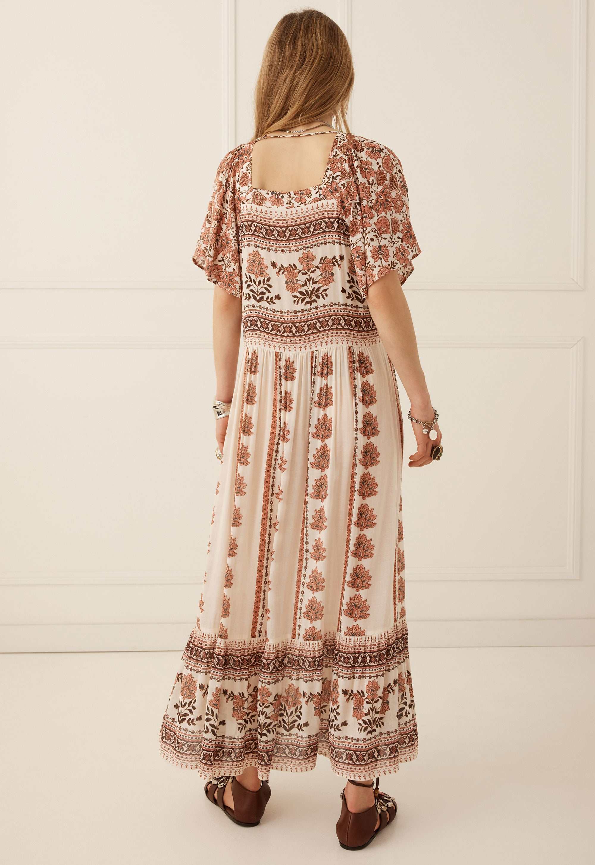 Spell Petalwood Short Sleeve Maxi Dress Dusty Rose