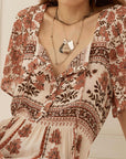 Spell Petalwood Short Sleeve Maxi Dress Dusty Rose