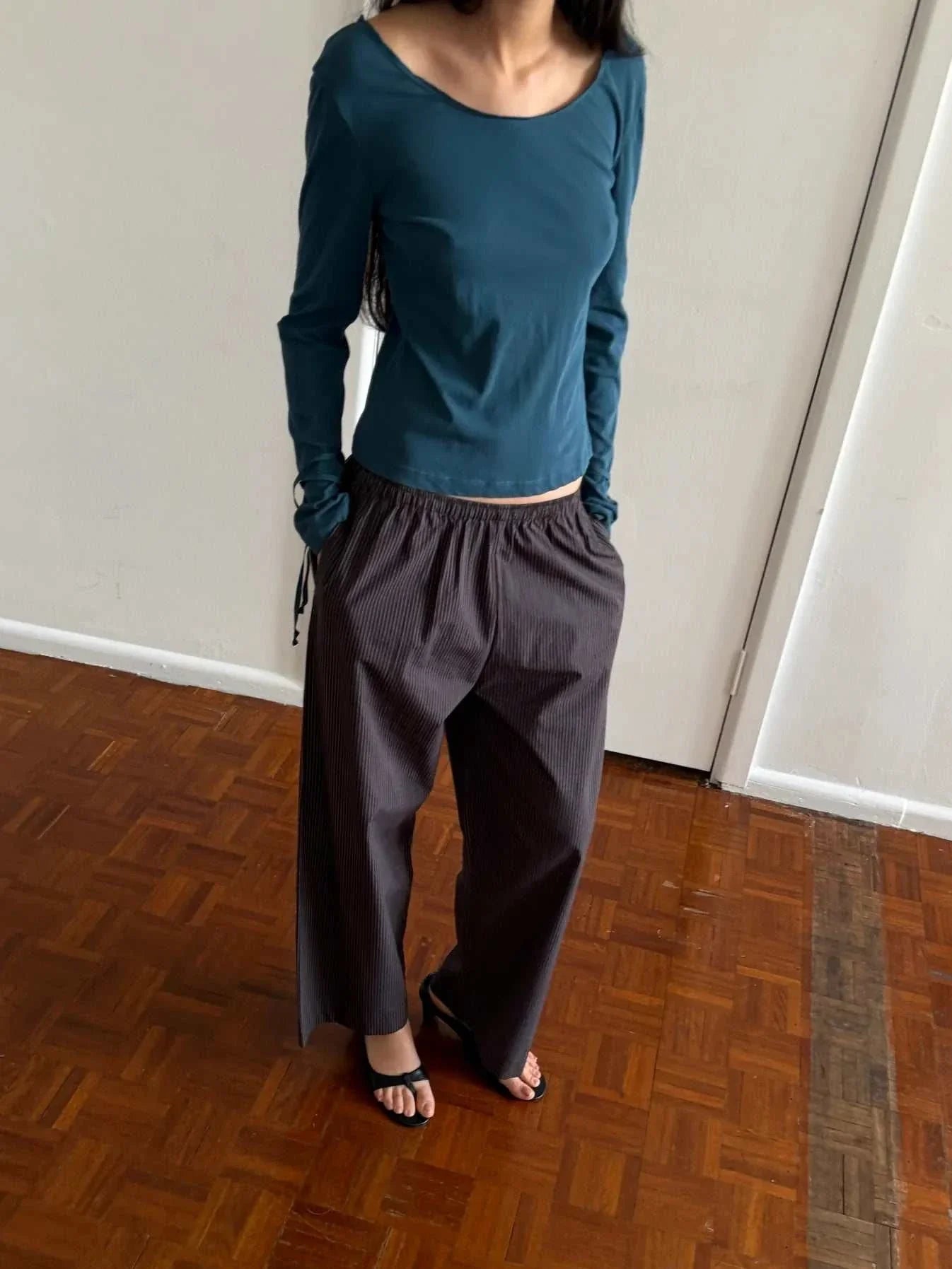 Deiji Studios Ease Trouser Brown Blue Stripe