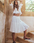 Spell Praire Midi Skirt Whisper White