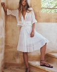 Spell Praire Midi Skirt Whisper White