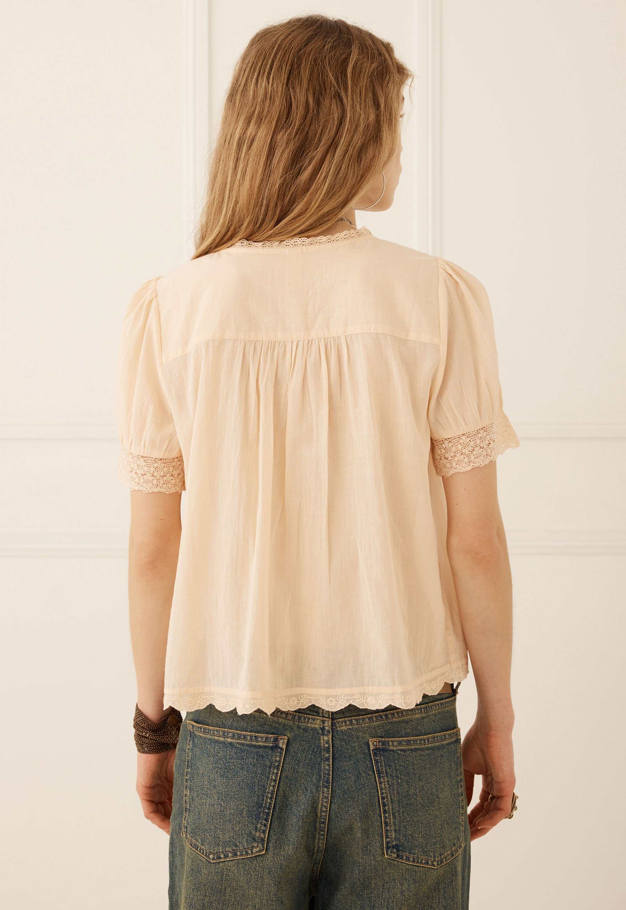 Spell Short Sleeve Blouse Apricot