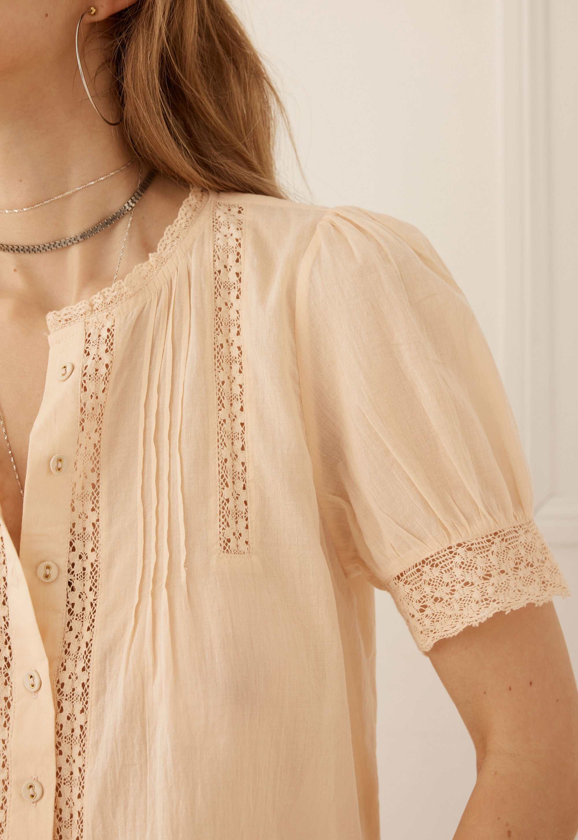 Spell Short Sleeve Blouse Apricot