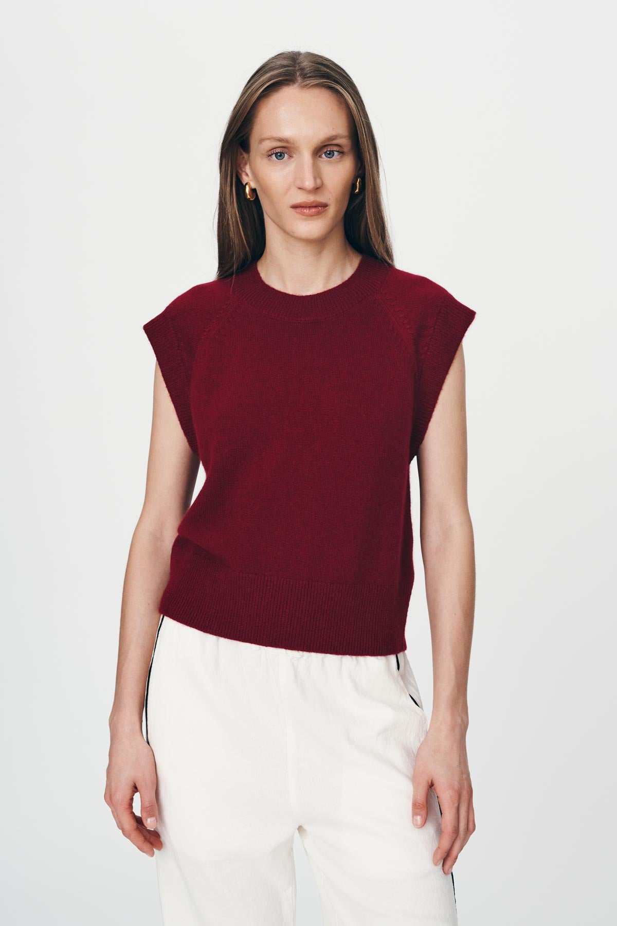 Rowie Quinn Merino Knit Vest Merlot Red
