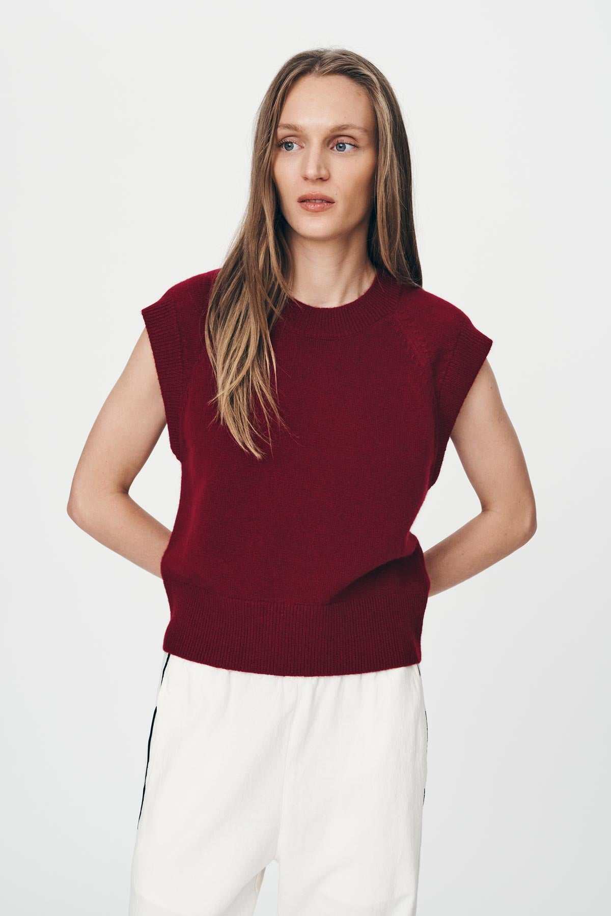 Rowie Quinn Merino Knit Vest Merlot Red