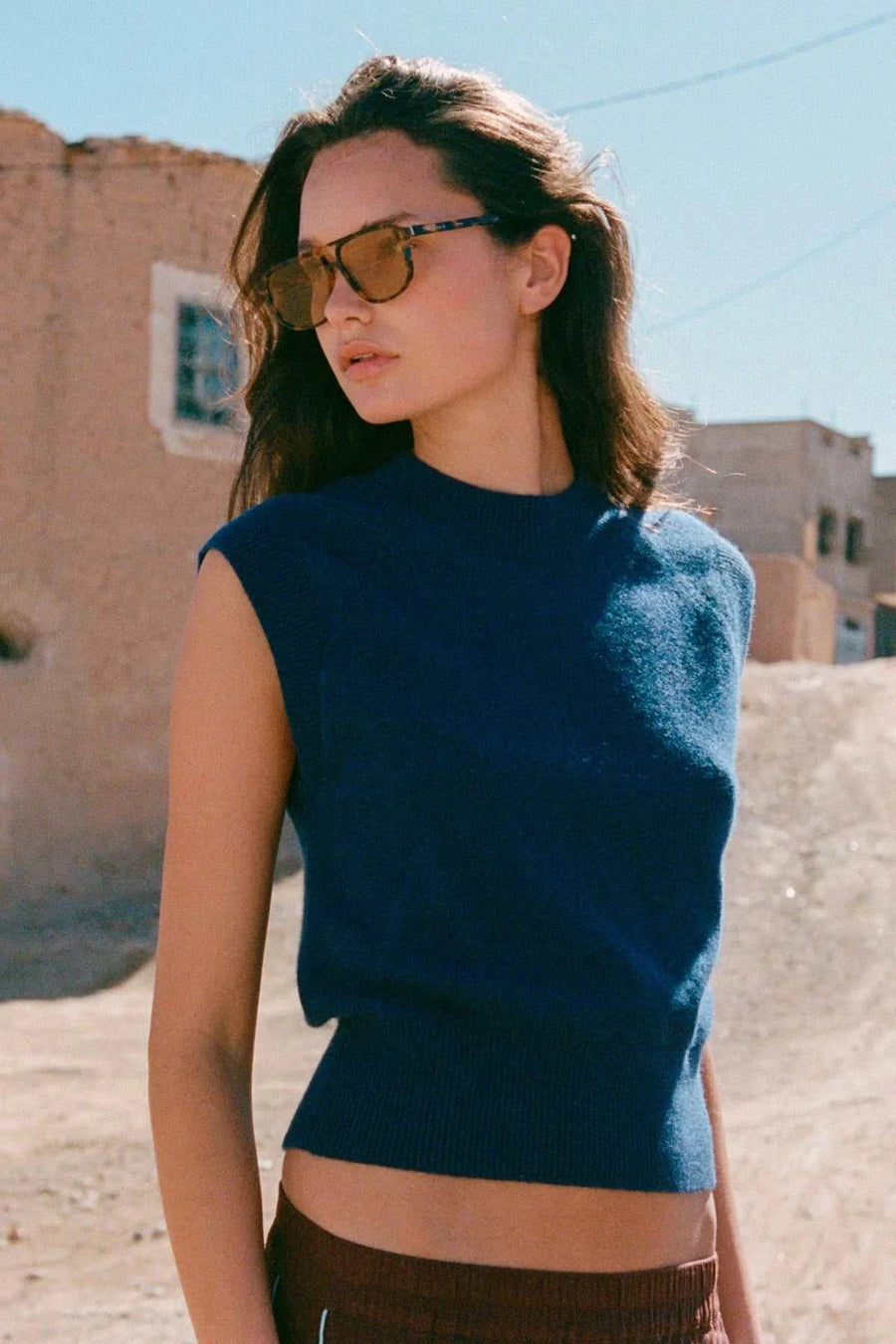 Rowie Quinn Merino Knit Vest Royal Blue