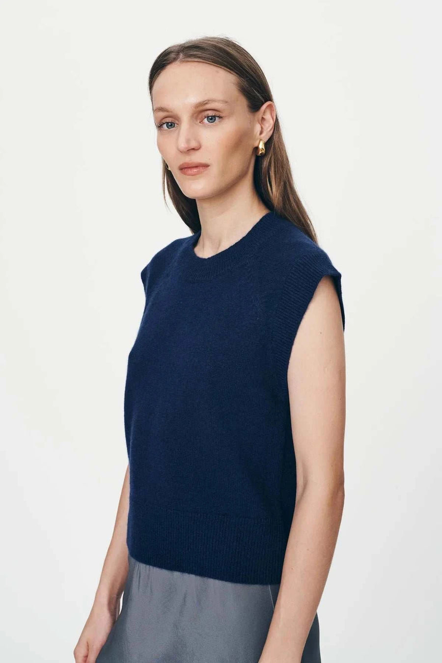 Rowie Quinn Merino Knit Vest Royal Blue