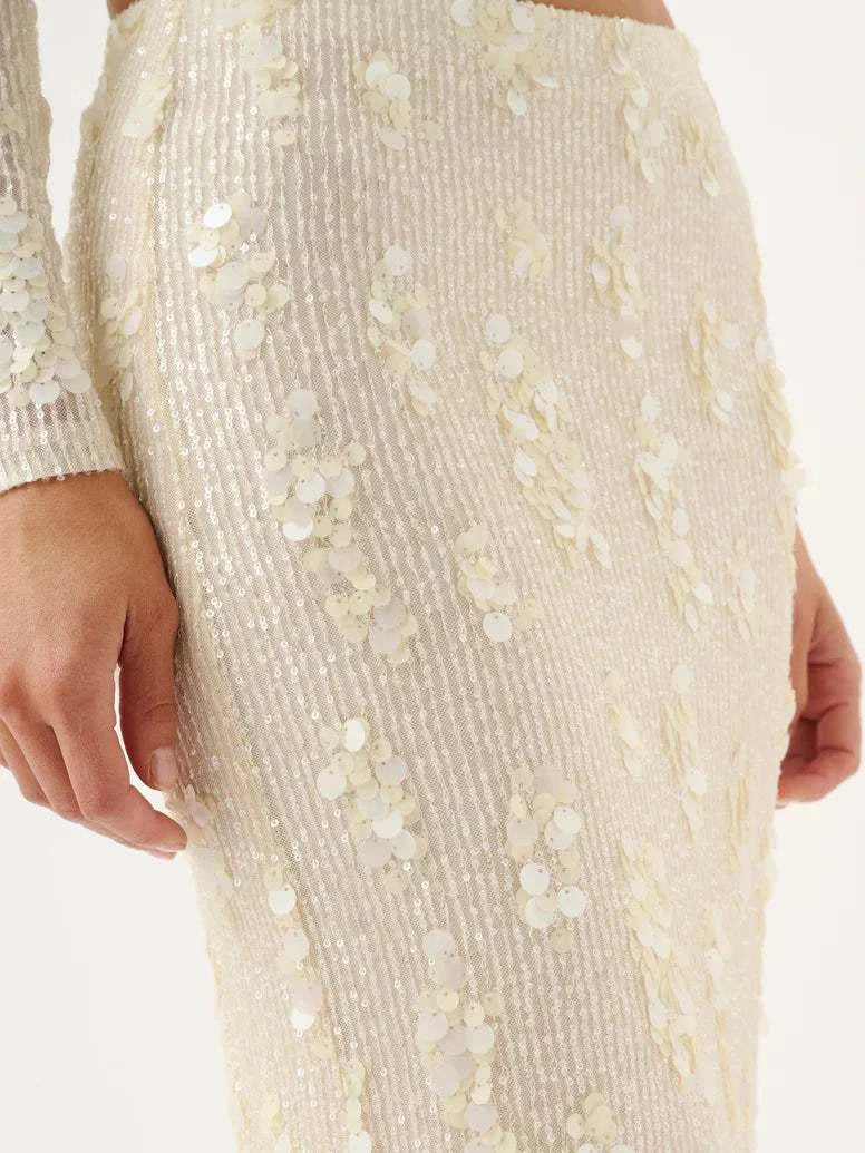 Roame Yves Skirt Ivory Sequin