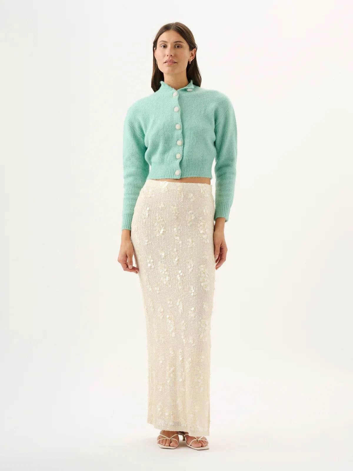 Roame Yves Skirt Ivory Sequin