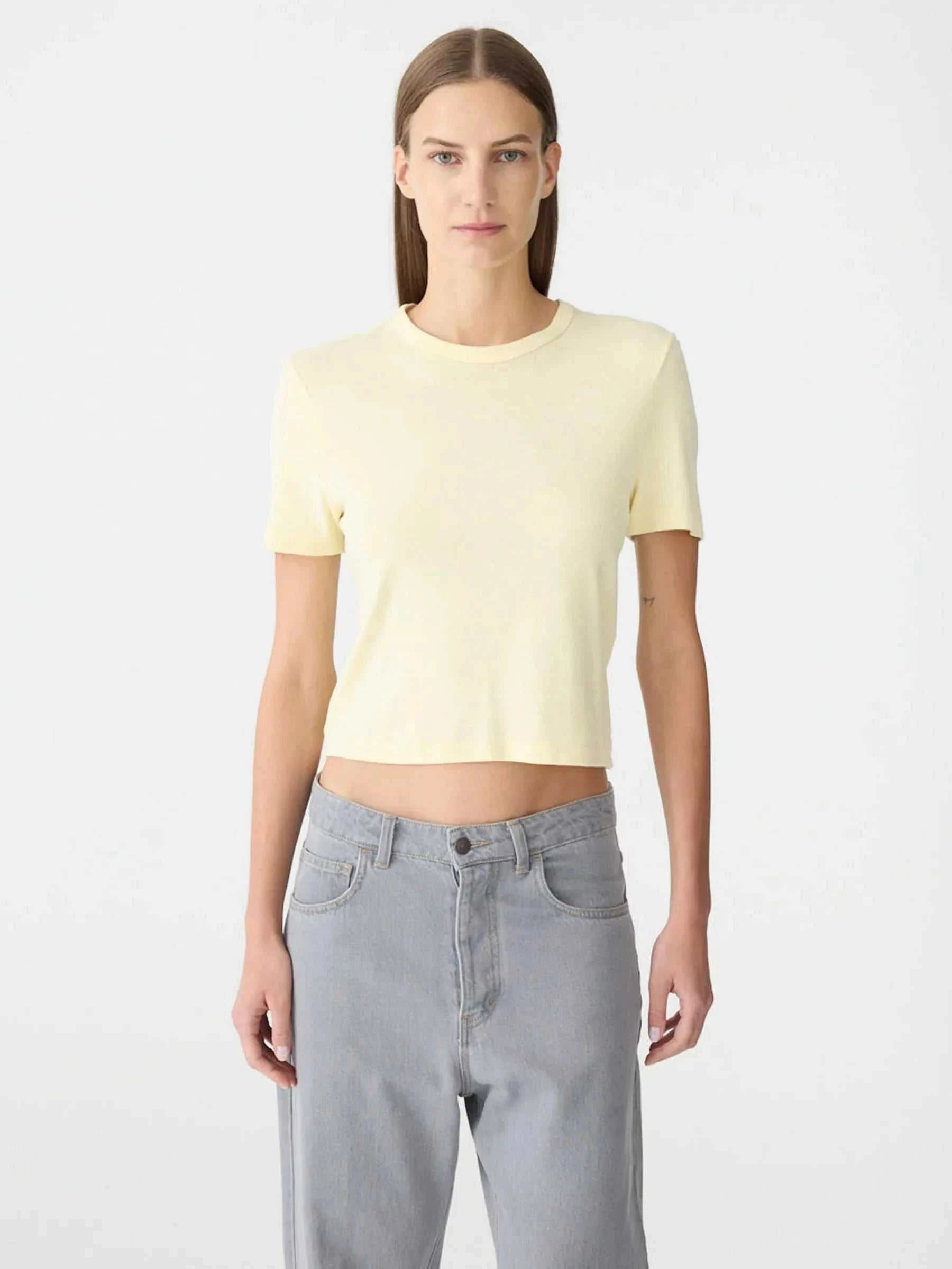 Bassike Rib Baby T-Shirt Lemon Sorbet