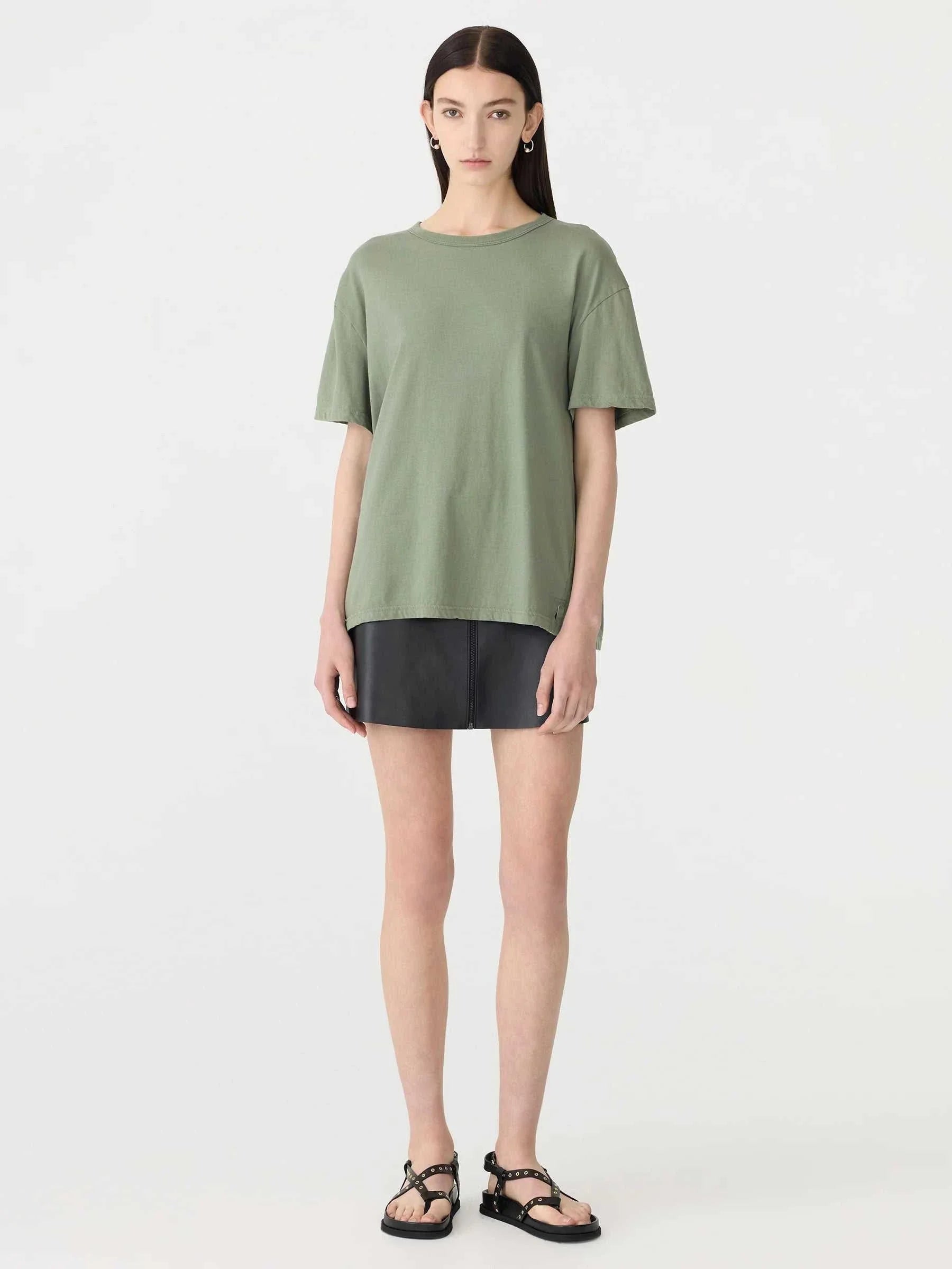 Bassike Boyfriend Heritage T Shirt Dark Sage