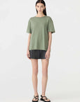 Bassike Boyfriend Heritage T Shirt Dark Sage